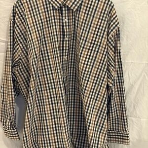 Stafford Men's Plaid Dress Shirt - Brown and Blue